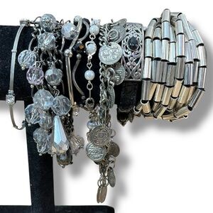 Elegant Silver & Black Assortment of Bracelets